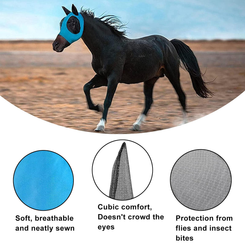 UV protection horse fly mask, horse fly mask, super-fit horse fly mask, horse fly mask, breathable mesh, anti-UV, anti-mosquitoes, insects, elastic brake mask (blue) - BeesActive Australia