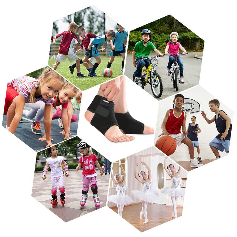 EULANT Kids Ankle Brace 1 Pair, Children Ankle Support, Ankle Compression Sleeve for Foot & Ankle Swelling, Achilles Tendon, Joint Pain, Injury Recovery, for Ice Skating Dance Hiking, Black M Medium