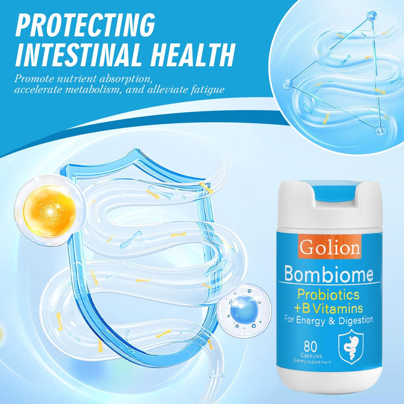 Golion Advanced Probiotics Vitamin B Complex, Men and Women | Multi-Strain Formula with Prebiotics, Gut Health Digestion Support, Energy, Immunity, Sleep Quality and Metabolism
