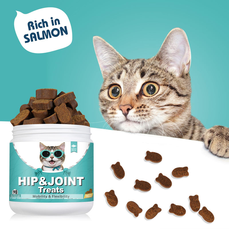 Bailey & Buddies Hip and Joint Supplement for Cats, 90 Soft Chews with Glucosamine, Chondroitin, MSM and Green-Lipped Mussel, Joint Support for Senior Cats and All Breeds - Salmon Flavor