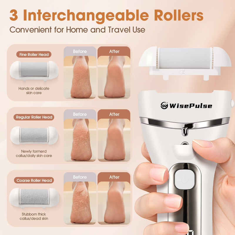 Electric Foot Callus Remover: Rechargeable Portable Electronic Foot File Callus Remover, Electric Callus Remover for Feet with 3 Rollers, IPX6 Waterproof Foot Care for Dead,Cracked Dry Skin Sliver - BeesActive Australia