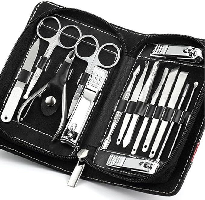 PhantomSky Nail Clippers Set, 15 Pieces, Multi-functional Stainless Steel Nail Care Set, Scissors, Portable, Stainless Steel Pedicure Set, Nail Clippers Cleaner, Manicure, Essential Set, For Hands, - BeesActive Australia