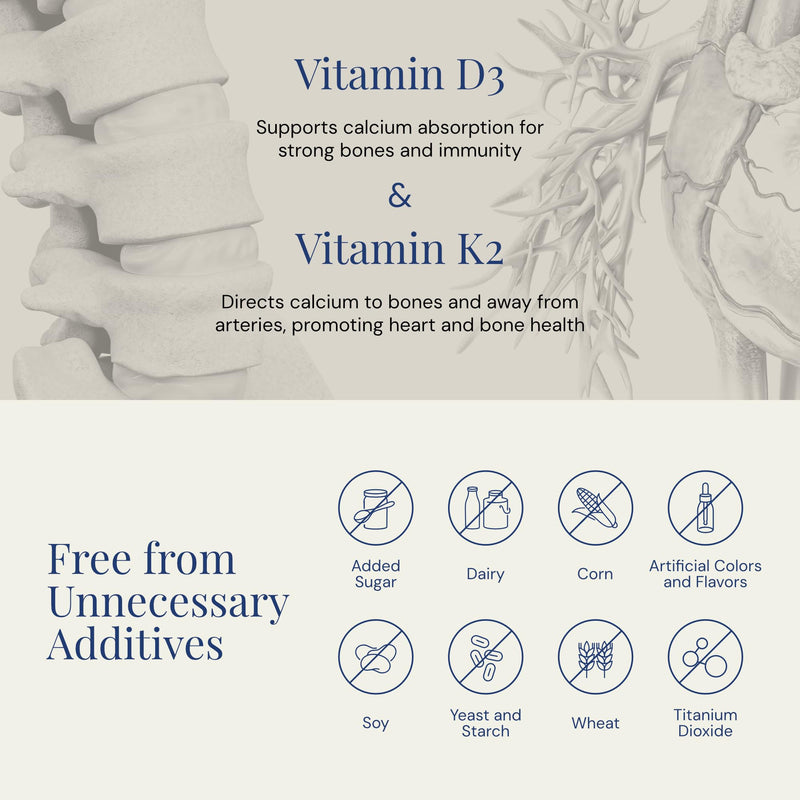 Raena Vitamin D3 Plus K2 Vitamin - Pure & Natural Formula - Easy to Take Capsules - No Artificial Additives - 100% Pure and Natural - 100 Capsules