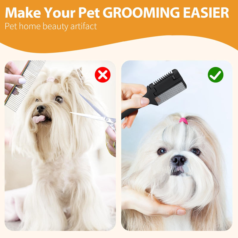 2 Pcs Razor Comb for Dogs Cats with 20 Pcs Extra Blades Pet Razor Comb 2 in 1 Trimming&Grooming, Dog Cat Brush that Cuts Hair, Hair Cutter Comb for Dog Cat, Pet Hair Trimmer Grooming Comb for Dog Cat - BeesActive Australia