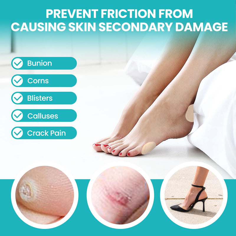 Bunion Pain Relief Pads to Wear with Shoes - 54 ct Bunion Cushion - Moleskin Protect Feet for Men and Women - Water-Resistant Self-Stick Adhesive (Multi-Size) 54 Count ( Multi-size)