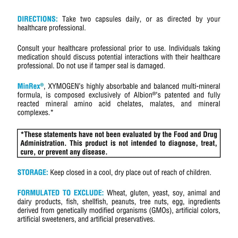 XYMOGEN MinRex Multi-Mineral Supplements, 120 Capsules | With Iodine, Selenium, and Potassium to Support Mineral Repletion, Sports Nutrition, Soy, Gluten, and Dairy-Free