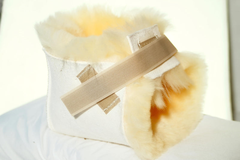Sheepskin Ranch Sofsheep Medical Sheepskin Heel Protector, Pressure Relief for Bed Sores, Ulcers, Sensitive Skin, Hospital Grade, Chrome Free, Washable, Hypoallergenic, Adjustable, Real Wool, Single