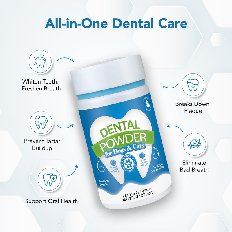 Dental Powder for Dogs and Cats - Plaque Control & Tartar Remover, Breath Freshener with Probiotics, Vitamins & Natural Extracts - Perio Support Powder for Dogs Cats-2.82 oz (80g) - BeesActive Australia
