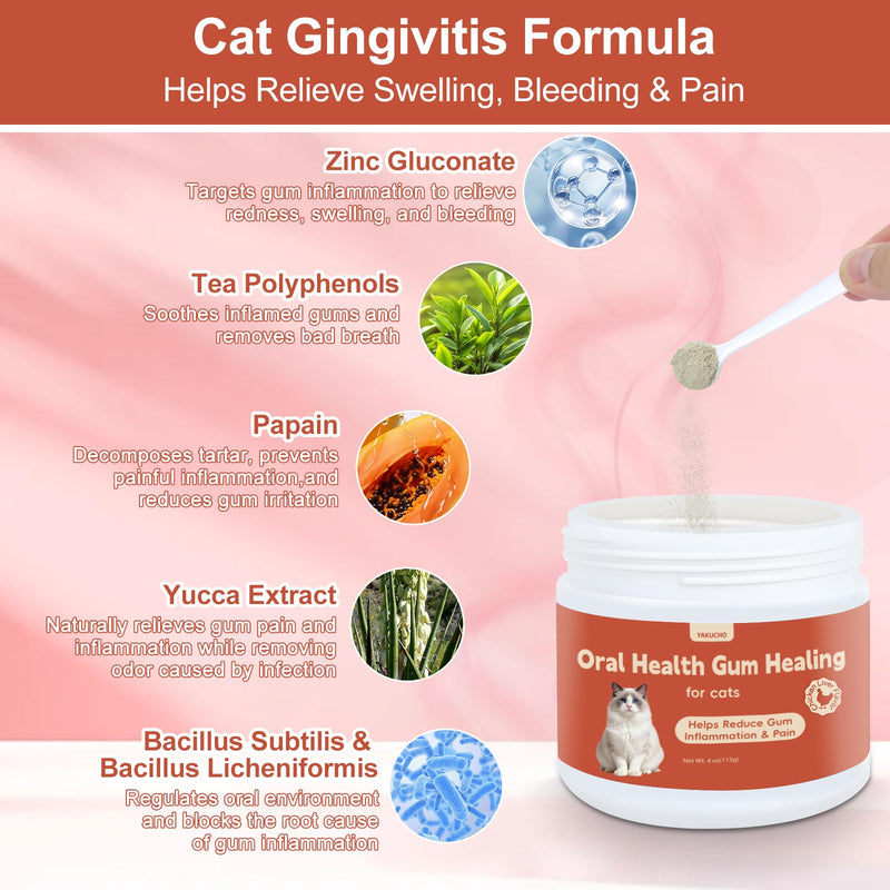 Oral Health for Cats, Cat Gingivitis Treatment, Reduce Gum Inflammation, Redness & Pain, Combats Gum Disease, Natural Plant-Based Active Formula, Cat Oral Care, Gums Health Treatment, 4 oz, 113g