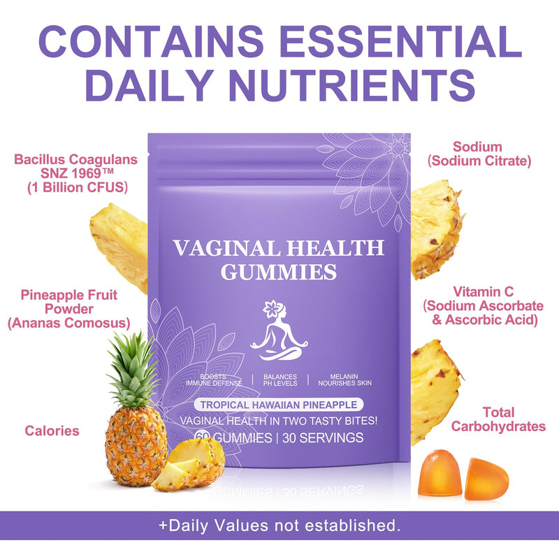 Probiotic Gummies for Women,Vaginal Health Supplement, Supports pH Balance & Immune System, Vegan & Gluten-Free, 60 Gummies