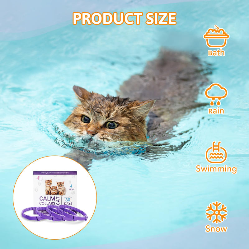 Pack of 4 Calming Collars for Cats, Long-Lasting Calming Collars for Cats Pheromones Cat Calming Collars Anti-Stress and Relaxants Adjustable (Set A) Set A - BeesActive Australia
