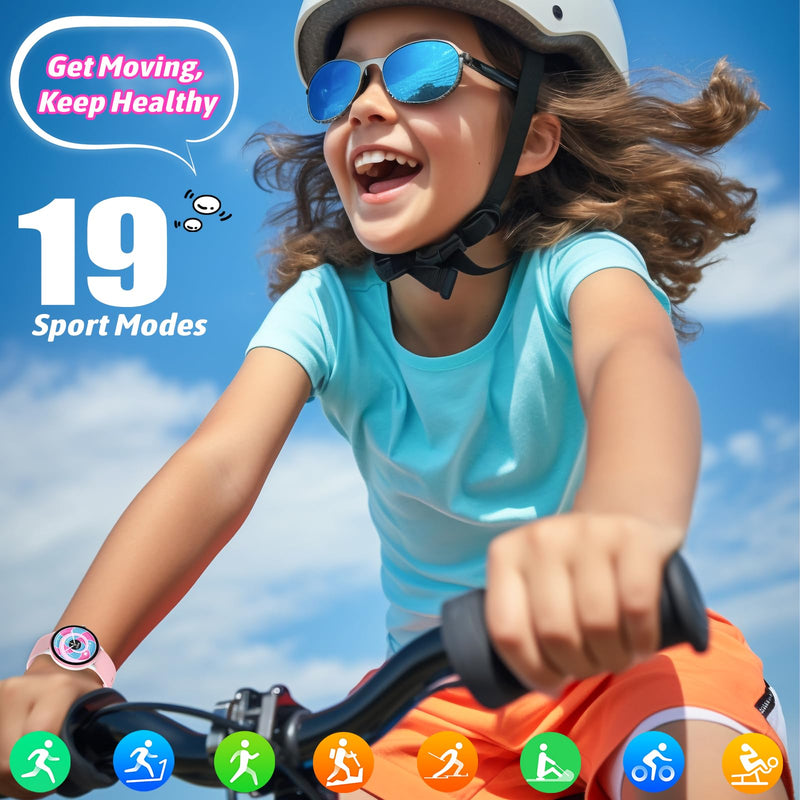 JOYELE Smart Watch for Kids Boy Girl, No Phone Needed Kids Watch Waterproof with 19 Sport Modes, Pedometer, Sleep Monitor, Kids Watch for Girls Boys 6-16 Birthday Gifts Toy Gift (Pink) Pink