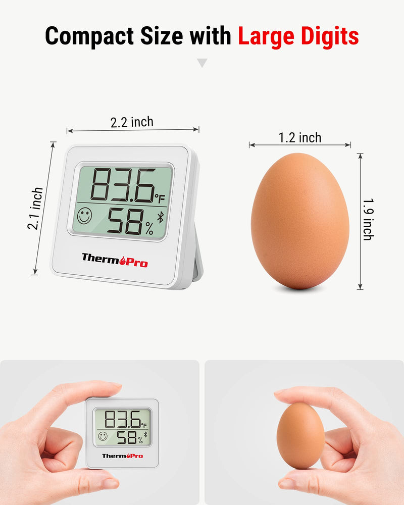 ThermoPro TP357 Digital Hygrometer Indoor Thermometer of 260FT, Bluetooth Thermometer Humidity Meter with Smart App, Room Thermometer Humidity Gauge with Temperature Humidity Sensor 1