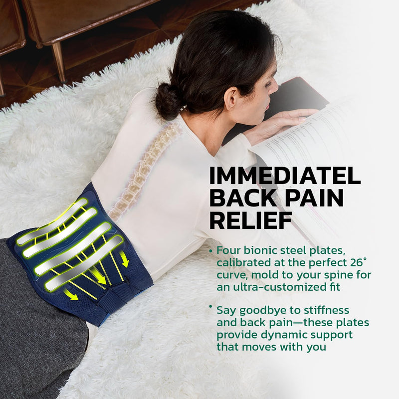 aoFIT Back Brace for Lower Back Pain Relief, Adjustable Lumbar Support Belt with Steel Plates, Dual Compression, Breathable 3D Knit Fabric, Slim Waist Design for Work, Gym, Sciatica, Herniated Disc L Large Midnight Sunburst