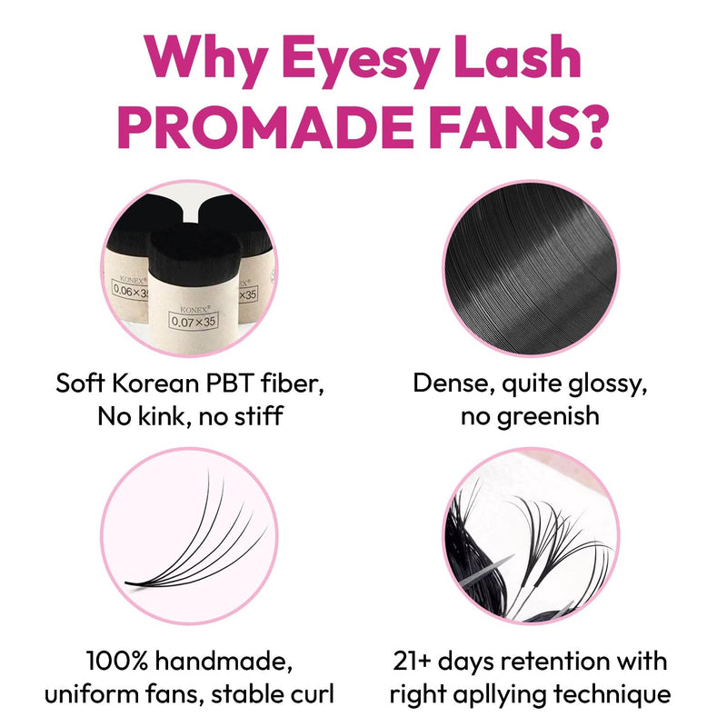 500 Promade Fans | 5D 0.07 Size 12mm Curl D | Eyesy Eyelash Extension Premade Lashes Volume Lash Extensions Pro Made Fans Eyelash Extensions Pestanas Pelo A Pelo False Eyelashes 5D 0.07 D 12 mm - BeesActive Australia