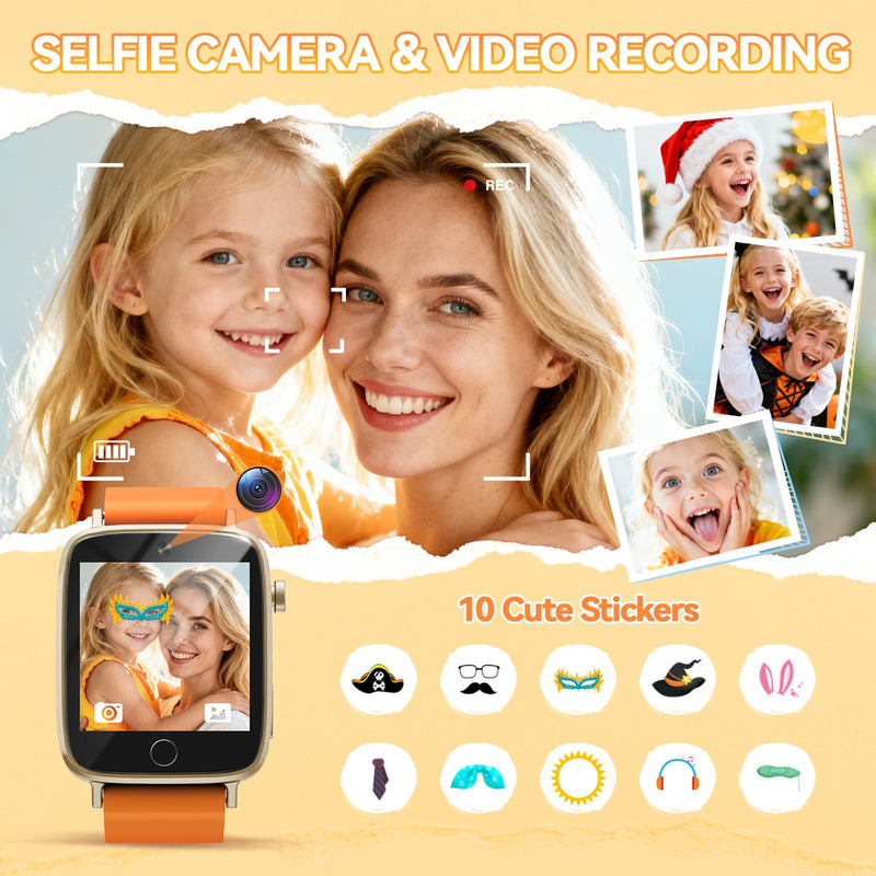 NBKLS Kids Smart Watches for Girls Boys, Kids Watch Toddler Toys for 4-12 Years Old, Watch for Kid with 26 Puzzle Games, Music Player, Camera & Video Recording Orange