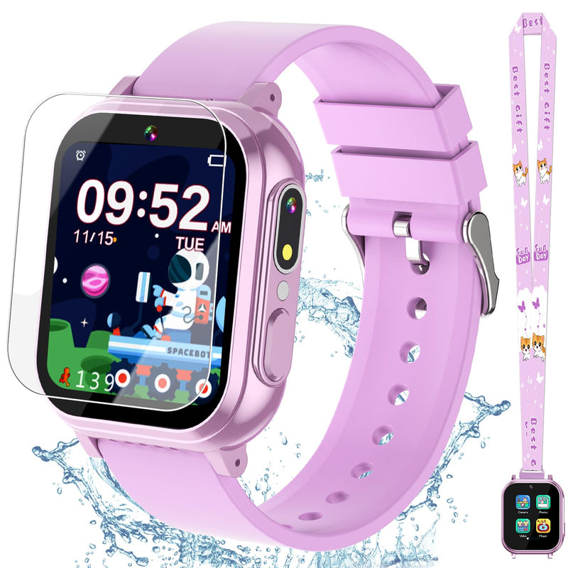 Kids Smart Watch Girls Gifts Age 3-12, Waterproof Watch for Kids with 32 Games, Dual Camera, Touch Screen, Alarm Clock, Music Player, Pedometer Birthday Gift Toys for Girls Ages 5 6 7 8 9 10 (Purple) PURPLE