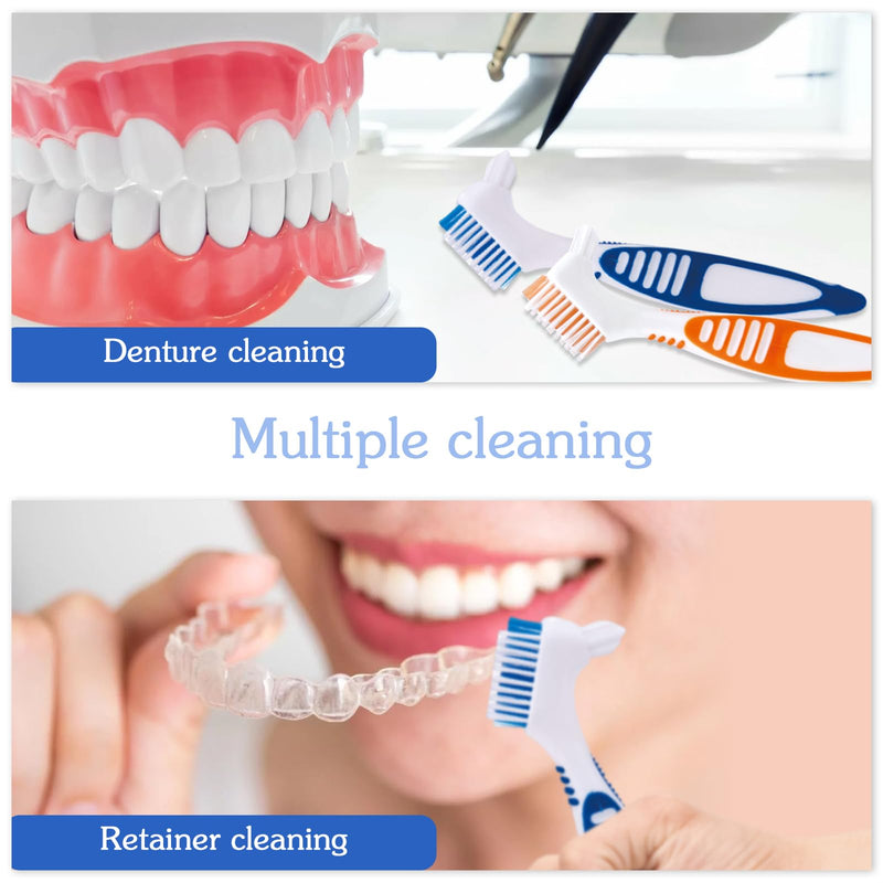 Denture Brush, 2 Pcs False Teeth Toothbrush with White Carrying Case, Multi-Tiered Bristles with Comfort Grip Handle for Effective Denture Cleaning - BeesActive Australia