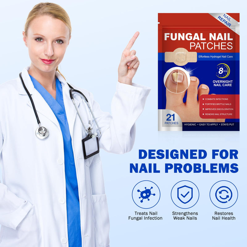 Nail Patches for Toenail Repair – 42PCS Overnight Nail Support for Damaged, Thick, or Yellow Toenails, Natural Formula, 8-Hour Renewal Patch for Men and Women, Safe for Daily Use 1 Count (Pack of 42)