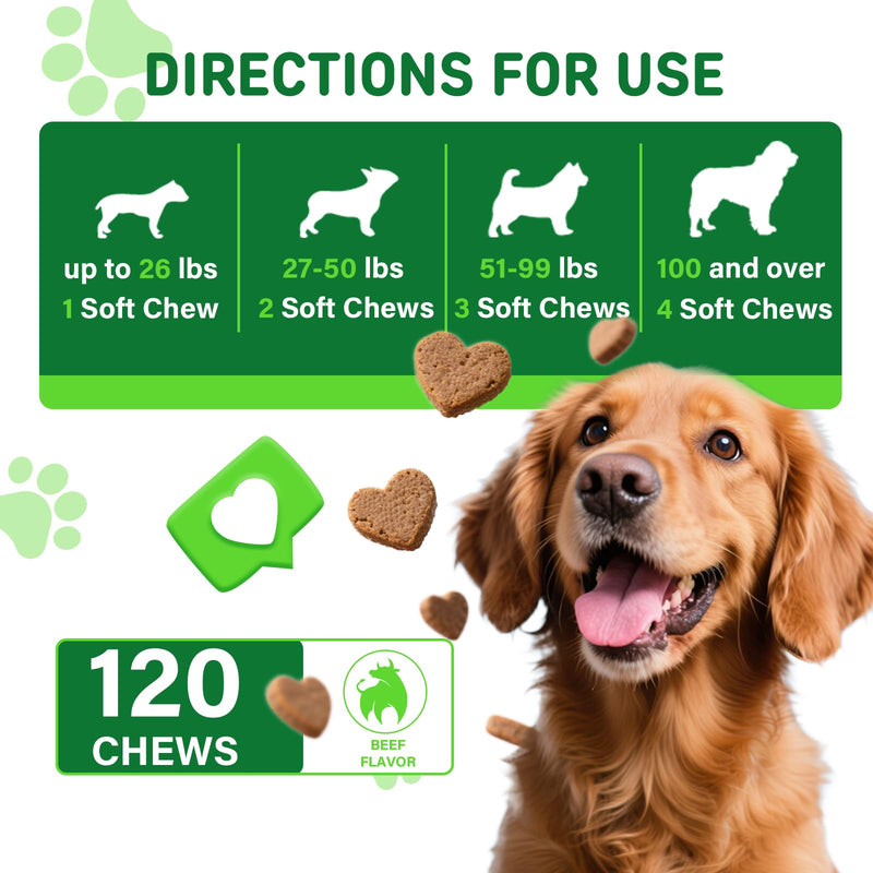 D-Mannose & Cranberry Supplement for Dogs - Bladder Control Supplement, Beef Flavor Soft Chews -Urinary Tract Health, Bladder Control, Immune & Gut Health - 120 Count (120 Ct, Beef) 120 Ct