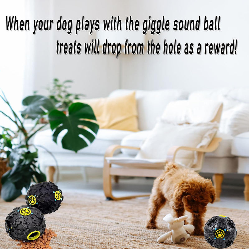 Pawcia Giggle Ball,Pawcia Giggle Sound Dog Ball,Giggle Ball,Giggle Ball for Dogs,Pawcia Giggle Dog Ball,Durable for Small Medium Large Dogs(Black,S) - BeesActive Australia