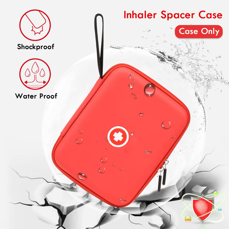 Fukumi Hard Travel Case for Asthma Inhaler, Inhaler Spacer Case for Kids and Adults, Masks, Asthma Accessories Case with Mesh Pocket for Medicine and Other Accessories, Red (Case Only) - BeesActive Australia