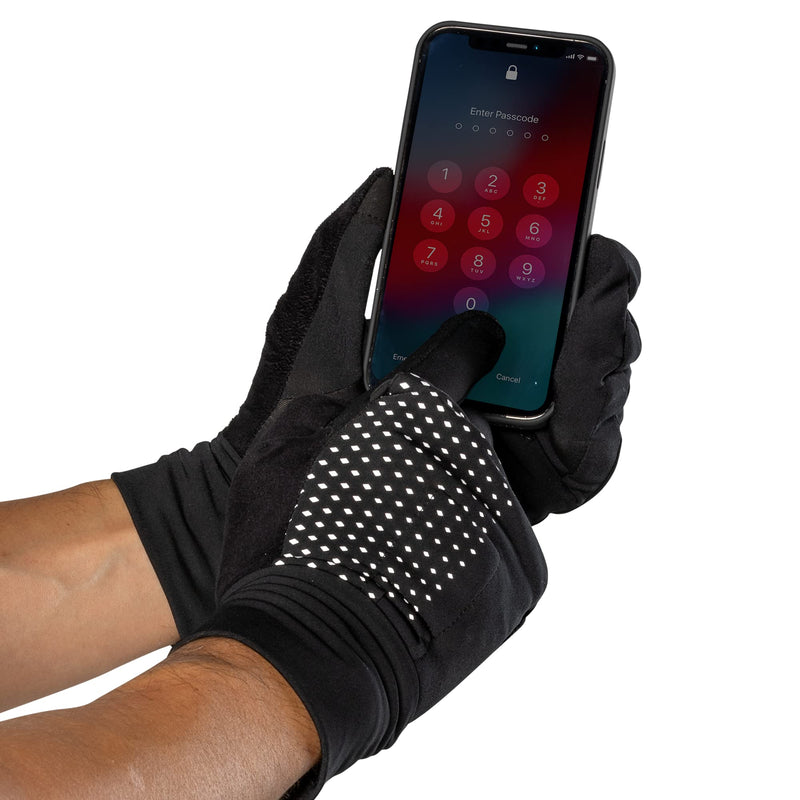 Nathan Convertible Glove to Mitt with Reflective Print. Touch Screen Finger for Smartphone Use. for Running and Outdoor Sports. Glove to Mitten. Black/Geo Print X-Large