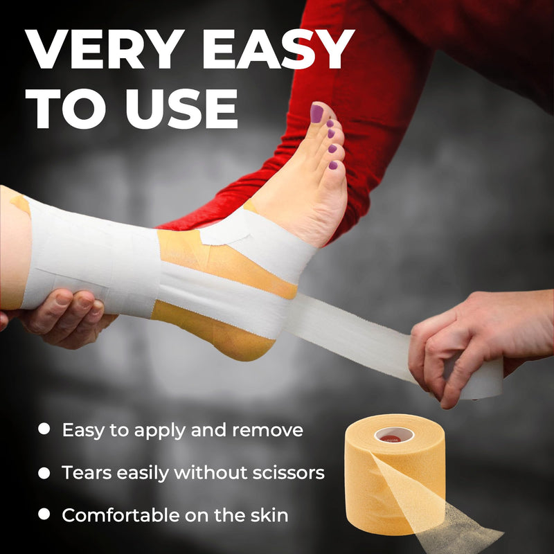 Premium White Athletic Tape for Injuries - 3 Pack with Pre-wrap - Easy Tear & No Sticky Residue - Sports Zinc Oxide Tape - Ankle, Wrist, Fingers - Ideal for Soccer, Gymnastics, Boxing - BeesActive Australia