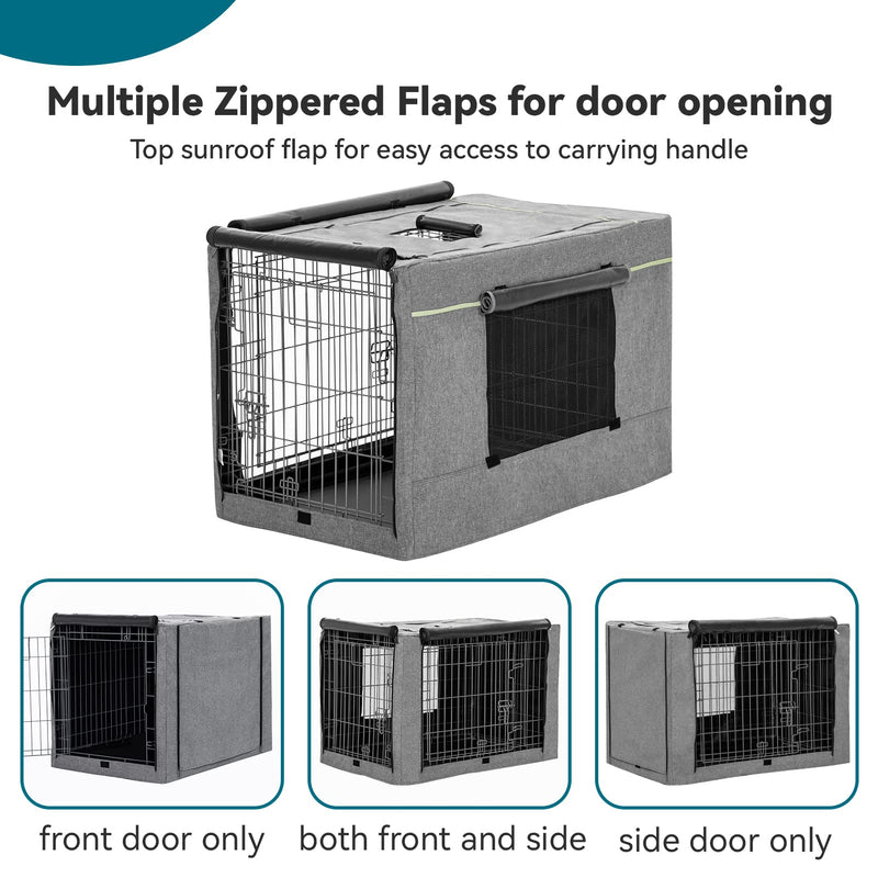 PETSFIT Dog Kennel Cover,36 Inch Crate Cover for Wire Dog Crate， Double Doors, Mesh Window, Flap On The Top and Back is Detachable, Dog Crate Cover Grey 36.5"L x 23.5"W x 25.0"H - BeesActive Australia