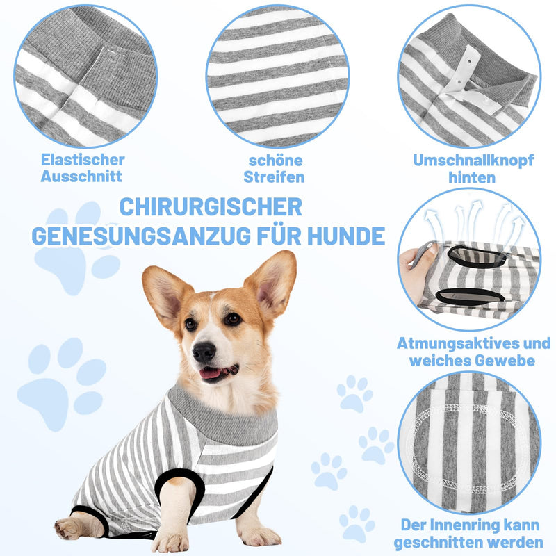 patinadrift Dog Bodysuit After Surgery Dog Body Surgery Female Dog Bodysuit Wound Protection Recovery Suit for Dog Bodysuit Castration Dog After Surgery Cone Alternative (Grey, M) Gray Medium - BeesActive Australia