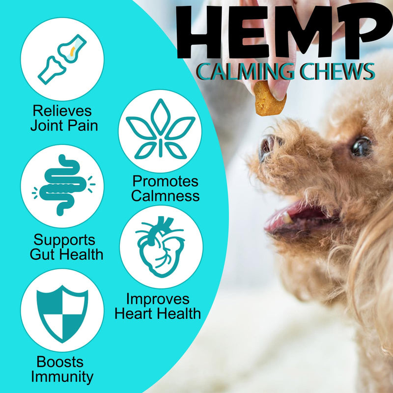 Calming Treats for Dogs Anxiety Relief – Hemp Calming Chews 150 Count | Dog Anxiety Relief for Barking, Separation, Thunderstorms & Fireworks | Natural Calming Supplement, Peking Duck Flavour