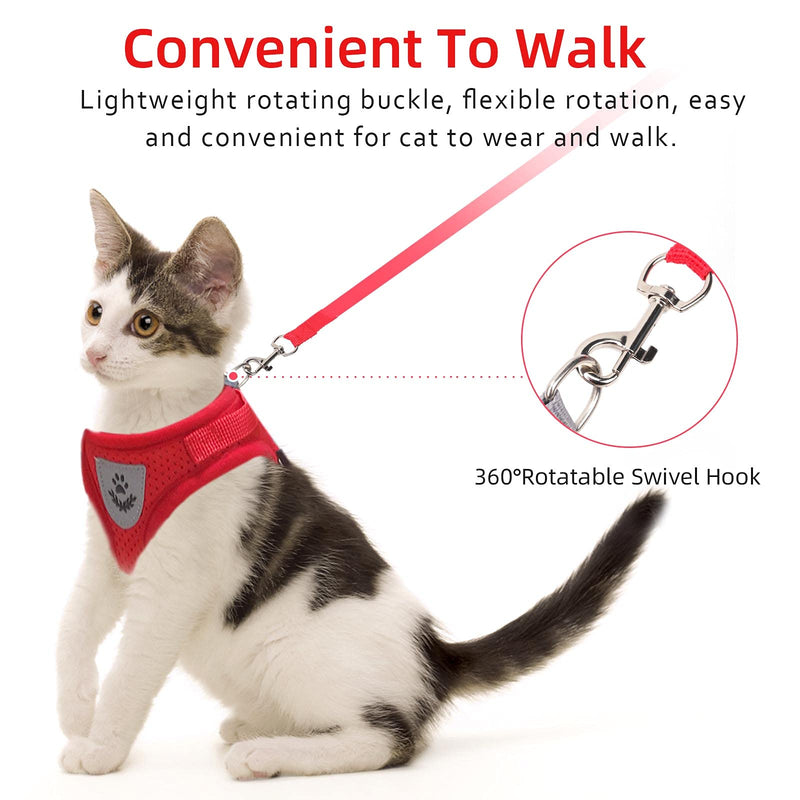 Cat Vest Harness and Small Dog Vest Harness for Walking, All Weather Mesh Harness, Cat Vest Harness with Reflective Strap, Step in Adjustable Harness for Small Cats (Red, XS) Red X-Small (Chest: 8"-9") - BeesActive Australia