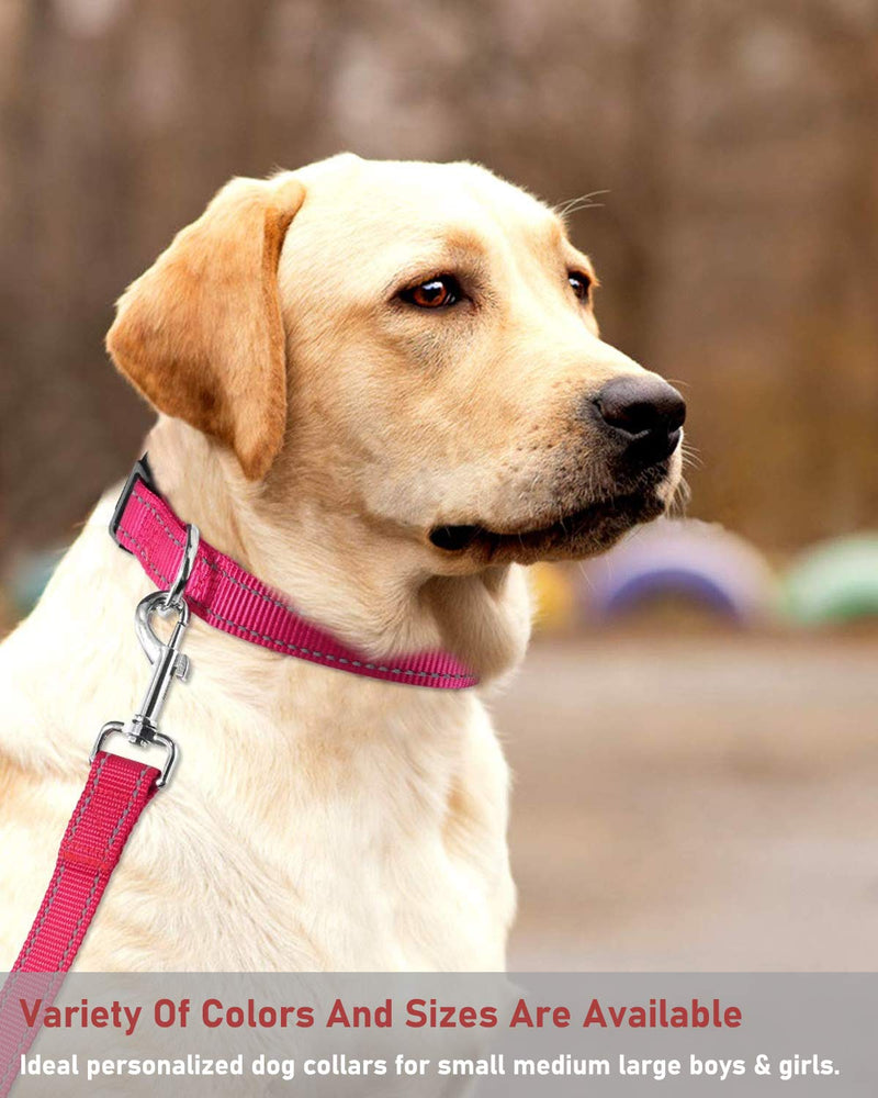 Reflective Dog Collar with Buckle Adjustable Safety Nylon Collars for Small Medium Large Dogs, Pink S Hotpink Small :Width 5/8",Neck 10-14" - BeesActive Australia