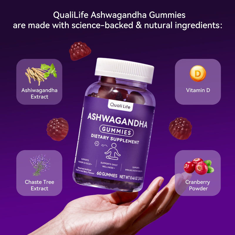 Ashwagandha Gummies for Relax & Cortisol Support – High Strength Root Extract with Cranberry & Chaste Tree, Grapefruit & Berry Flavour – Vegan, Non-GMO, Gluten-Free – 120 Gummies (60 Days) 2