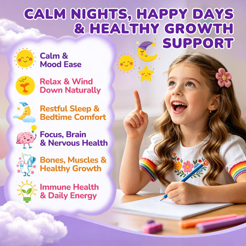 Kids Magnesium + Saffron Liquid Drops - Magnesium Glycinate Saffron for Kids with L-Theanine, Omega-3, Vitamin B6, D3, K2, Magnesium Drops for Children Mood, Relax, Sleep, Strawberry Flavor, 4 Fl Oz 2 Fl Oz (Pack of 2)