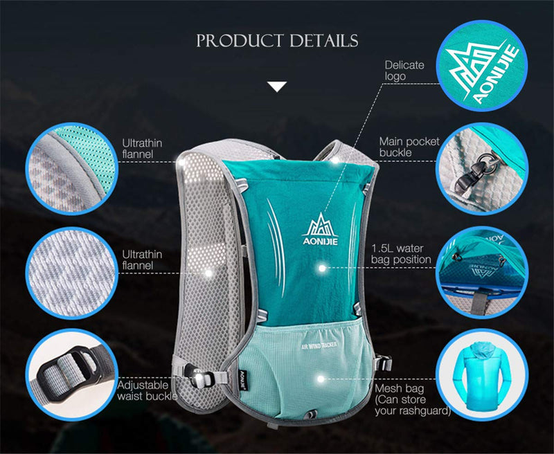 5L Lightweight Running Backpack Outdoor Sports Trail Racing Marathon Hiking Fitness Bag Hydration Vest Pack One Size Rose Red +500ML Water Bottle