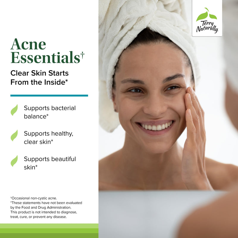 Terry Naturally Acne Essentials - Clear Skin & Oil Balance - 60 Count | Skin Clarity, Oil Balance and Healthy Inflammation Response Support. 60 capsules.
