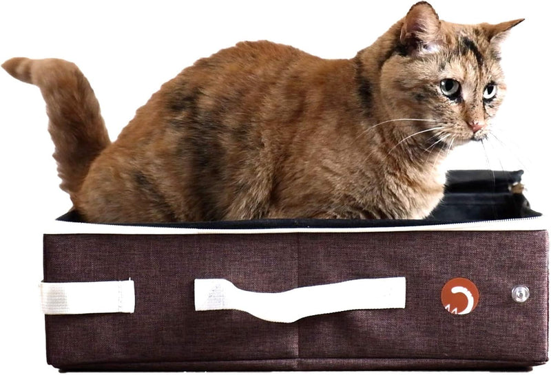 Travel Cat Littler Box | Waterproof Lining | Zipper | Travel Set of 3, Folding Case, Poop Bags & Scooper, Small