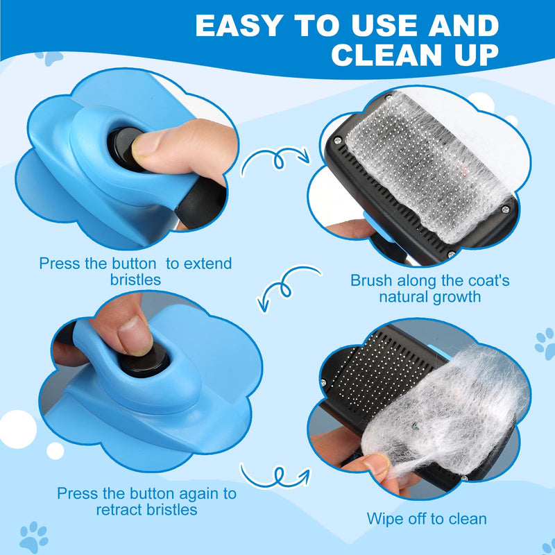 Dog Brush,Dog Brush for Shedding,Dog Brushes for Grooming,Slicker Brush for Dogs,Undercoat Brush for Dogs,Cat Brush,Cat Brushes for Indoor Cats,Self Cleaning,Skin Friendly (Blue) - BeesActive Australia