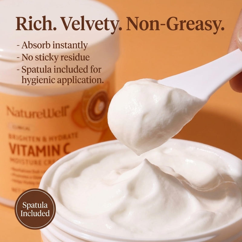 NatureWell Clinical Vitamin C Brighten & Hydrate Moisturizing Body Cream | Hydrating Face & Body Lotion with Coconut Oil, Helps Improve Uneven Skin Tone & Dark Spots, Anti-Aging Moisturizer 10 Ounce (Pack of 1)