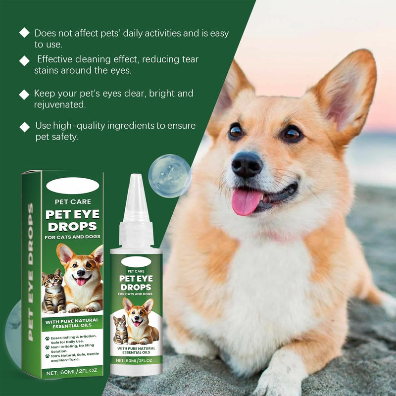 Dog Eye Drops,2pcs Pet Eye Drops,Eye Drops for Dogs,Cat Eye Drops,Dogs Cats Eye Drops for Infection,Gentle Dog Eye Drops,for Dog and Cat Infection,Dry,Itchy,Tear Stain Eyes
