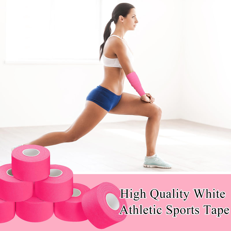 Hoolerry 12 Rolls 130 Yard Athletic Sports Tape Pre Wrap Very Strong Easy Tear No Sticky Residue Tape for Fingers Ankles Wrist Injury Wrap, Football Baseball Hockey Soccer(1.5 in,Pink) 1.5 In Pink - BeesActive Australia