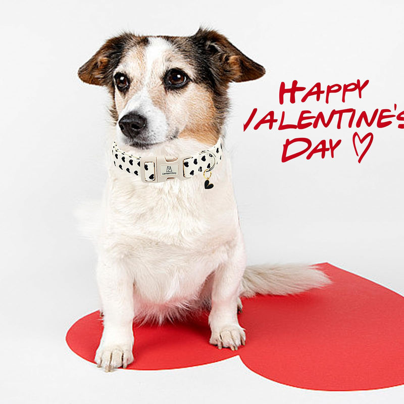 Lionheart glory Valentine's Day Collar-Hearts Print Dog Collar for Medium Cute Dog Collars Spring Female Male Pet Gift Adjustable Heavy-Duty Soft Collar Holiday Medium (Pack of 1） Hearts - BeesActive Australia