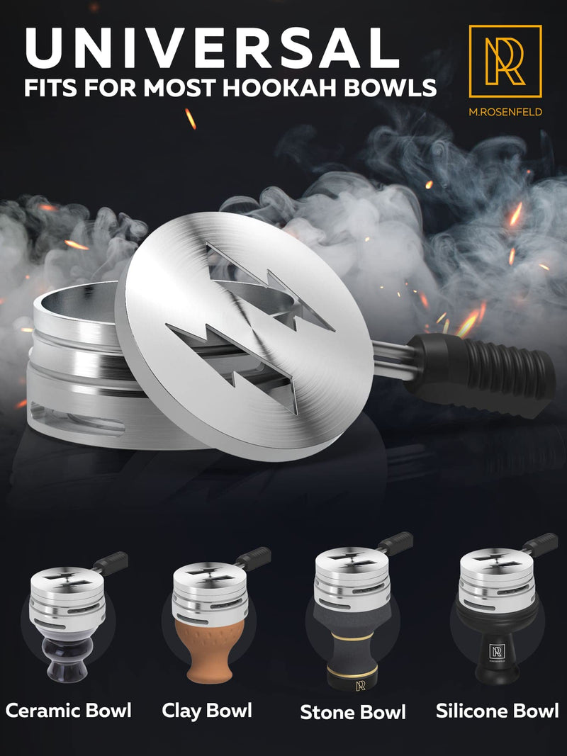 M. ROSENFELD Hookah Coal Holder - Hookah Charcoal Holder – Hookah Heat Management System - Hookah Head for Shisha Hookah Flavor - Hookah Accessories - Hookah Flavor Saver Hookah Coal Cover HULI Silver - BeesActive Australia