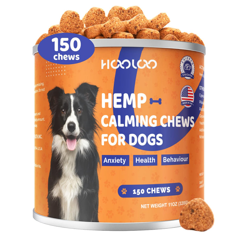 Calming Dog Treats, 150 Count Hemp Calming Treats For Dogs | Reduce Stress, Fear, Separation Anxiety, Barking, Hyperactivity, Reactivity, Aggression, Travel Issues | 100% Natural Dog Calming Treats Chicken-150count 1 count (Pack of 150)