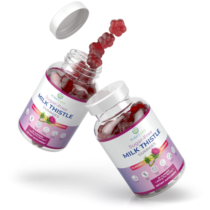 Sugar-Free Milk Thistle Gummies for Liver Cleanse Detox & Repair (Natural Blueberry-Raz Flavor) Cardo Mariano, Cleansing Milk Thistle Extract & Antioxidant Support, Vegan, Replaces Pills & Capsules Milk Thistle Liver Detox - BeesActive Australia