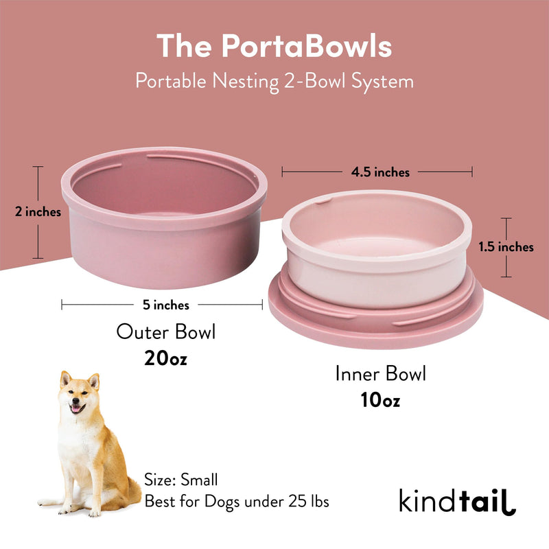 KindTail Bowls, Travel Dog Bowls, Portable Pet Bowls, Microwave and Dishwasher-Safe Dog Bowls with Lid and Handle, Inner Bowl with 10oz Capacity and Outer Bowl with 20oz Capacity… (Small, Rose Pink) Small - BeesActive Australia