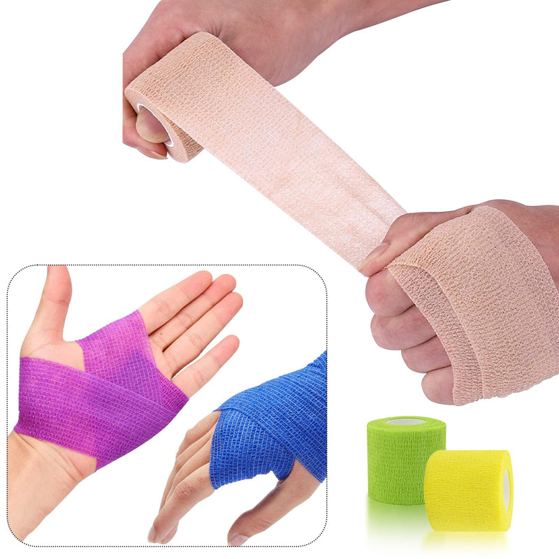 BEKKLPOU 12 Rolls of Self Adhesive Bandage 7.5 cm x 4.5 m, Elastic Fixing Bandage Elastic Self Adhesive Bandage, Cohesive Bandage for Dog Cat Wrists Feet Finger Plasters Ankle Sprains (Colourful) - BeesActive Australia