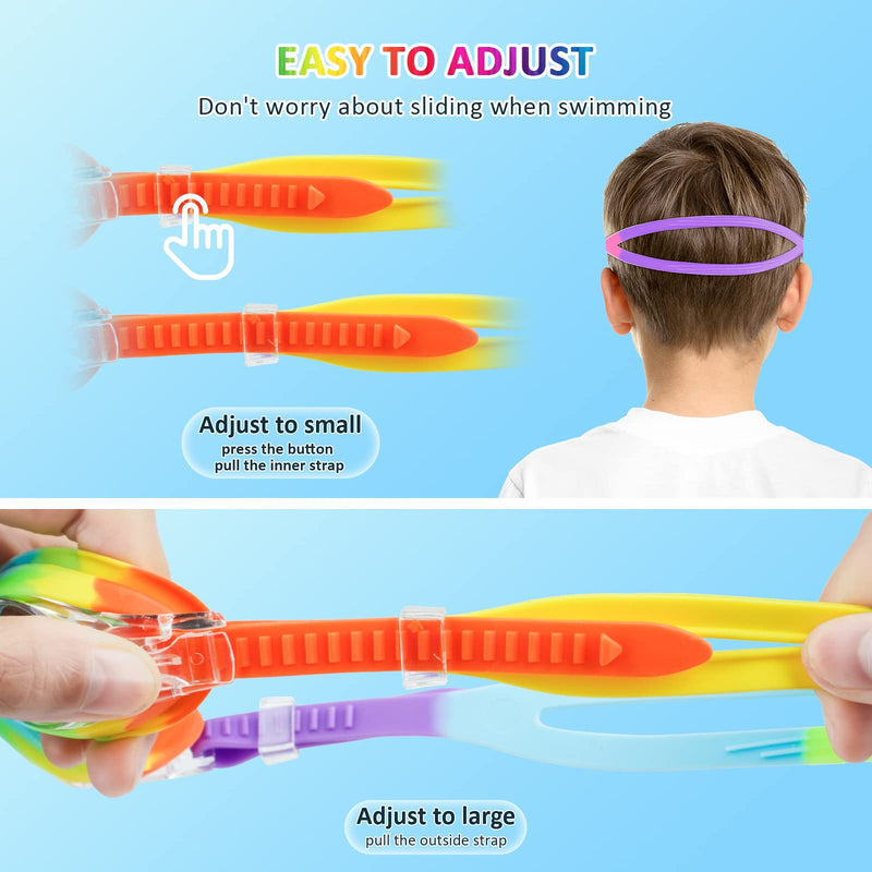 XDX Kids Swim Goggles 4-14, 4 Pack for Boys and Girls, Anti-Fog With UV Protection Multicolor-4pack-b - BeesActive Australia