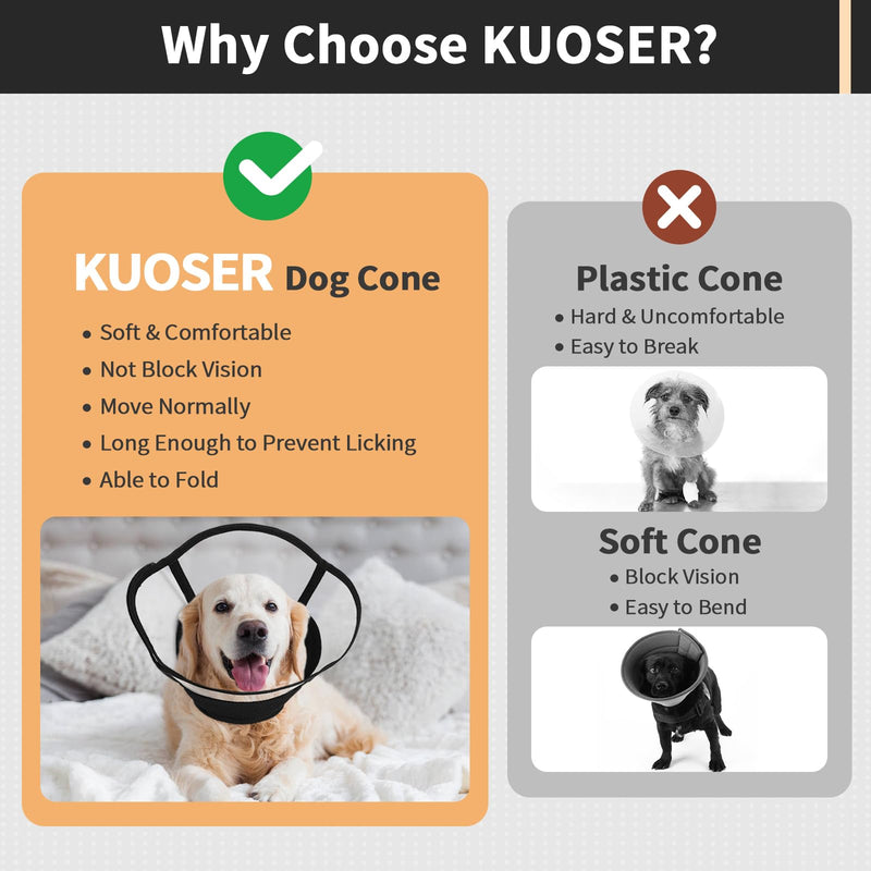 Kuoser Neck Brace Dog Soft, Leak Protection Protective Collar Dog, Comfy Cone Dog, Adjustable Neck Brace for Dogs After Surgery, Breathable Pet Elizabethan Neck Brace Cat, Black, M (Neck: 28-36cm; Depth: 20cm) - BeesActive Australia